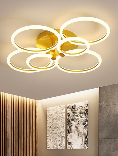  LED φωτιστικό δαχτυλίδι κύκλου φωτός σκανδιναβικό χρυσό ακρυλικό 2 3 5 6 κεφάλια εξωτερικός φωτισμός σαλόνι οροφής λαμπτήρας απλής σύγχρονης τέχνης οροφής φως πολυτελείας led υπνοδωμάτιο φως ac220v