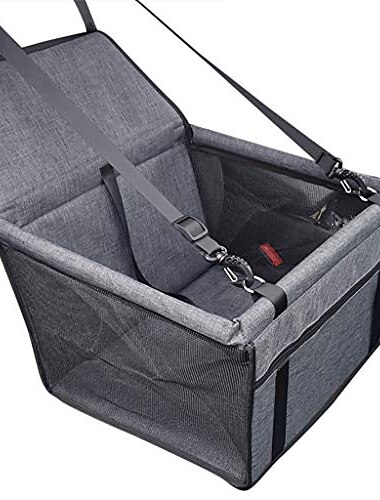  Asiento de coche para perros, asiento de coche elevador de perro para mascotas portátil, asiento de coche para mascotas de viaje transpirable con cinturón de seguridad para perros&amp; correa de