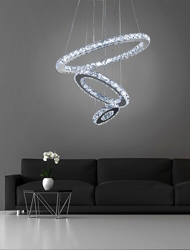  Pendelleuchte 3 Ringe LED Kristall Kronleuchter Pendelleuchten runde Ring Decke Kronleuchter Lichter Lampe hängende Leuchten für Esszimmer Wohnzimmer Hotelhaus 110-120v 220-240v