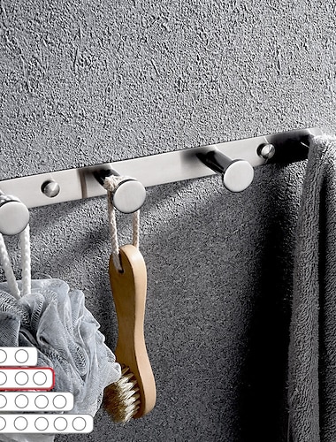  Kleiderhaken Neues Design Edelstahl Badregal mit 3 oder 4 oder 5 oder 6 Haken Wandmontage Silber gebürstet 1St