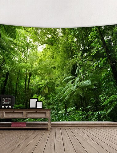  wandtapijten art decor deken gordijn picknick tafelkleed opknoping thuis slaapkamer woonkamer slaapzaal decoratie polyester moderne groene bossen