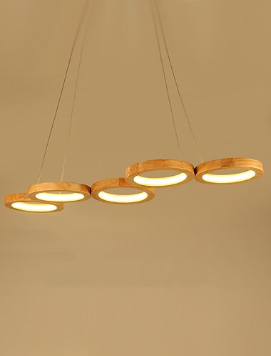  4/5 têtes LED suspension moderne cercle nordique anneau design bois salle à manger bar restaurant peint finitions 75cm 90cm 110-120v 220-240v