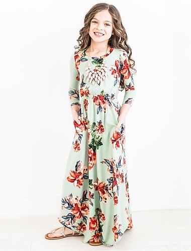 Barn Flickor Klänning Blommig Långärmad Dagligen Strand Rynkad Boho Skön Polyester A linjeklänning Vår Höst 3-12 år Ljusblå Rosa Svart   Barn Flickor Klänning Blommig Långärmad Dagligen Strand Rynkad Boho Skön Polyester A linjeklänning Vår Höst 3-12 år Ljusblå Rosa Svart