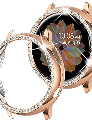  Horlogekast Compatibel met: Samsung Galaxy Watch 5 Pro 45mm / Watch 5 40/44mm / Watch 4 40/44mm / 3 41mm / Watch Active 2 40/44mm Bling Diamant Schokbestendig PC Horloge Deksel
