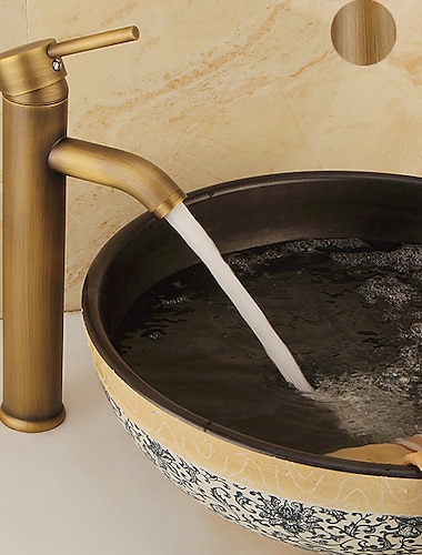  ברז כיור אמבטיה - סט מרכזי פליז עתיק קלאסי עם ידית אחת ברזי אמבט אחד