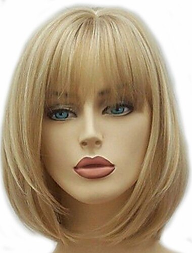  Peruca Sintética Hathaway Peruca de Parte do Meio Louca Curta Cacheada Louro Dourado Cabelo Sintético de 12 polegadas Para Mulheres Peruca Natural Para o Dia a Dia e Festa Perucas de Halloween