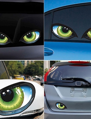  2 шт. 3d стерео светоотражающие кошачьи глаза автомобильные наклейки автомобильные боковые крылья наклейки для глаз клейкие креативные зеркала заднего вида дека 12,6 * 6,3 см # 269128
