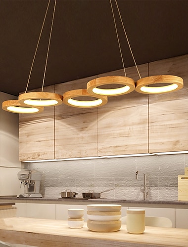  4/5 hoder ledet anheng lys moderne nordisk sirkel ring design tre spisestue bar restaurant malte overflater 75cm 90cm 110-120V 220-240V