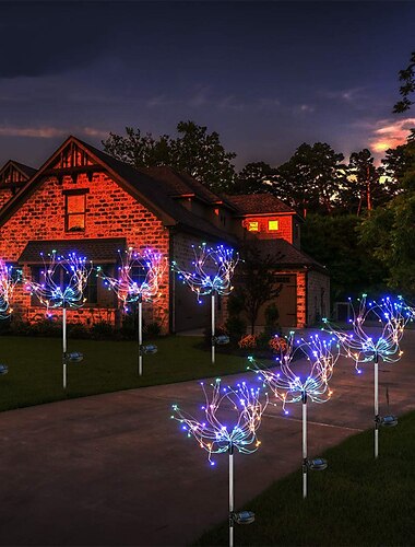  Solar-Feuerwerk-Wegebeleuchtung, LED-Erdspießbeleuchtung 120 LEDs wasserdicht für den Außenbereich für Gartenwege, Hof, Rasen, Weihnachts- und Partydekorationen 1/2 Stück