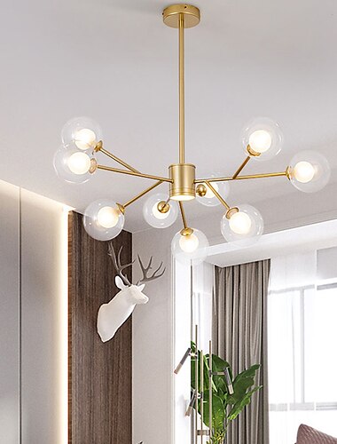  9/12/15/18 Heads LED Kroonluchter Nordic Gold Hanglamp Globe Desgin Inbouw Lichten Metaal Geschilderde Afwerkingen Moderne Kerstdecoratie 110-120V 220-240V