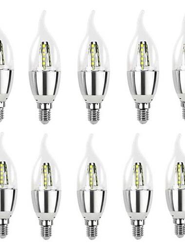  10ks vysoce jasná lampa LED E14 svíčka LED žárovka 5W 7W LED světelná lampa 220V stříbrná studená bílá ampule