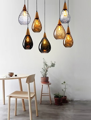 1-licht 30cm massief houten glazen hanglamp led strak enkel ontwerp eilandverlichting moderne stijl restaurant winkels / cafés woonkamer verlichting 220-240v 110-120v