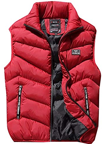  בגדי ריקוד גברים אפוד פאפר Gilet תרמילאים שמור על חום הגוף packable נושם חורף סתיו צבע אחיד שחור אודם כחול נייבי אפור ז'קט פאפר