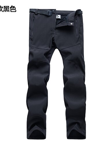  bărbați căptușiți cu fleece pantaloni de coajă moale pantaloni de schi de munte izolați cu vânt de iarnă negru s