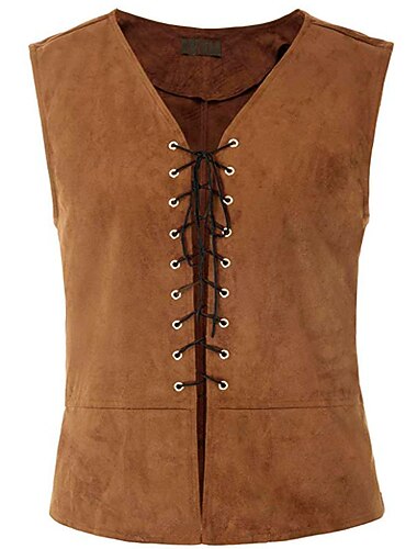 Herren Weste Wildlederweste Leistung Party Halloween Punk & Gothic Mittelalterliche Renaissance Herbst Winter Jahrgang Polyester Spandex Cosplay Feste Farbe Weinrot Schwarz Marineblau Braun Weste