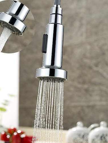  Wasserhahn-Düse multifunktional silbrig austauschbare herausziehbare Dusche Brausekopf ABS-Kunststoff-Material einstellbar auf Sprüh- und Zentriert-Wasserfluss-Modus