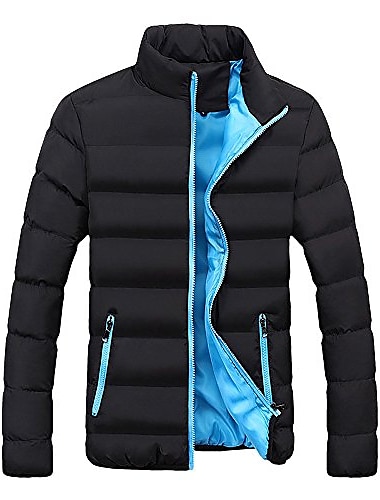  男性用 冬物コート 冬物ジャケット パフジャケット キルティングジャケット ハイキング 防風 ウォーム 冬 ブラックグリーン ブラックオレンジ ブラックブルー ダック パファージャケット