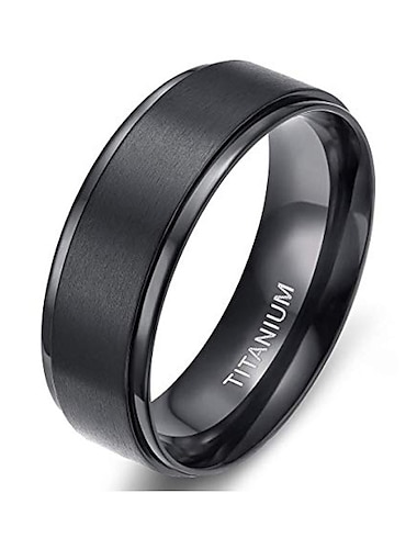  Voor heren Manchetknopen Ringen voor stelletjes Bandring Bruiloft Klassiek Modieus Eenvoudig Zilver 6 MM Zwart 8mm