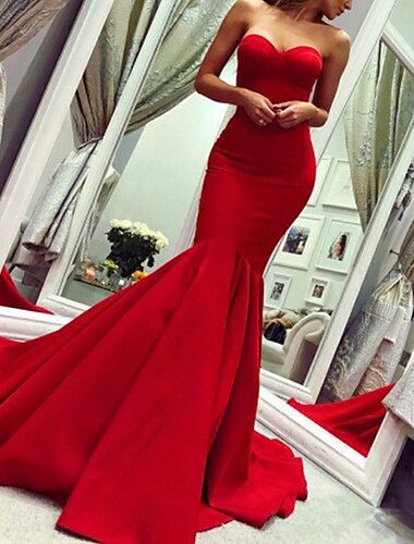  Vestido de Noche Sirena Minimalista Día de San Valentín Invitada de Boda Cola Corto Sin Mangas Sin Tirantes Tela Elástica con Pliegues Vestido de Máscara 2025