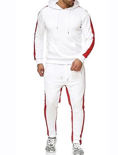  Herren Trainingsanzug Jogginganzug Jogginganzüge Schwarz Weiß Gelb Rote Dunkelgrau Sport & Natur Sportbekleidung Bekleidung Kapuzenpullover Sweatshirts