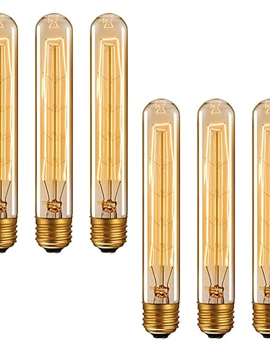  6 sztuk 4 sztuk ściemnialna retro żarówka edisona E27 220 V 40 W żarnik T185 żarowe ampułki żarówki Vintage Edison lampa