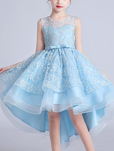  Flower Girl Dress Girls' Dress Princess Dress Party Dress Performance Wedding Party Cute Princess Sweet Children's Day Mesh Layered Floral Sleeveless Crew Neck White Pink 3-12 Years