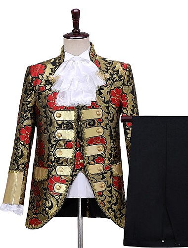  Retro Antiguo Medieval Renacimiento Pantalones Accesorios Trajes Príncipe Aristócrata Jacquard Hombre Víspera de Todos los Santos Carnaval Mascarada Rendimiento Fiesta Carnaval de Venecia Adulto