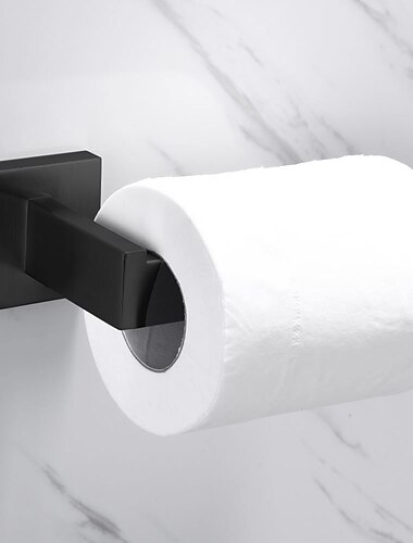  Badezimmer-Accessoires-Set Edelstahl beinhaltet Handtuchhalter/Kleiderhaken/Toilettenpapierhalter/Badezimmer-Turmregal mattschwarz 1oder3oder4tlg