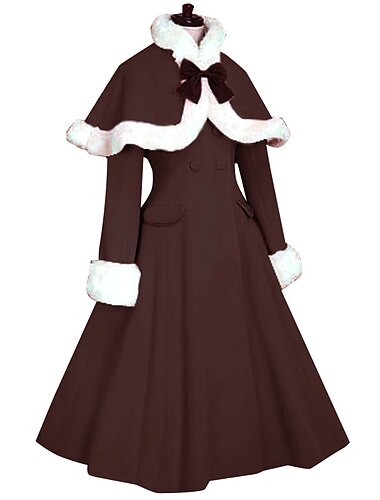  süße klassische Lolita Wintermantel Kunstpelz weiße Cape Schal Oberbekleidung Mäntel maßgeschneiderte Größe