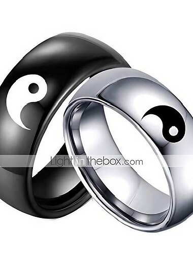  Edelstahl schwarz Yin Yang Tai Chi Ring Band für Männer / bester Freund // Freund (seine Größe 11)