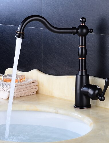  keukenkraan, orb draaibare retro-stijl enkele handgreep een gat standaard uitloop centerset hedendaagse antieke keukenkranen met warm en koud schakelaar