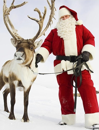  חליפות סנטה סנטה קלאוס סנטה לבוש מבוגרים בגדי ריקוד גברים תחפושת קוספליי חג ליל כל הקדושים חג מולד חג המולד האלווין (ליל כל הקדושים) קרנבל תחפושות ליל כל הקדושים קלות
