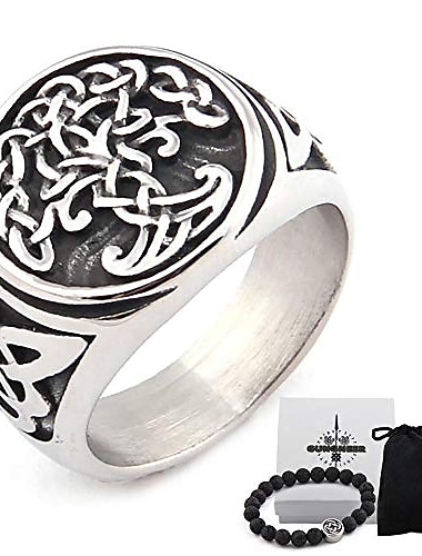  stainless steel yggdrasil tree of life ring celtic jewelry protection irish triquetra accessories men women