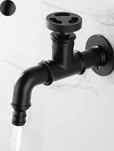  Robinet extérieur, robinet mural de style industriel, robinet de cuisine classique installé au mur noir/or avec eau froide uniquement