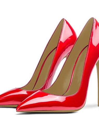  talons aiguilles en cuir verni rouge pour femmes – talons hauts à bout pointu pour fêtes, mariages et occasions formelles
