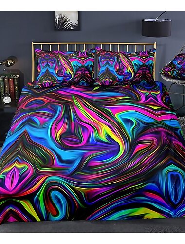  Housse de couette 3d vortex ensembles de literie housse de couette avec 1 housse de couette ou couvre-lit, 1 feuille, 2 taies d'oreiller pour double/reine/roi (1 taie d'oreiller pour jumeau/simple)