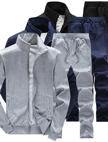  Hombre Tracksuit Sudadera 2 Piezas Full Zip Calle Invierno Manga Larga Mantiene abrigado Transpirable Dispersor de humedad Aptitud física Corriendo Entrenamiento activo Ropa de deporte Ropa de Deporte