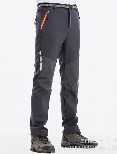  Herren Wanderhose wasserdicht verstärkte Knie Fleece gefütterte Skihose dunkelgrau, 40