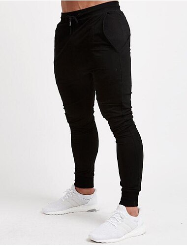 Herren Jogginghose Trainingshose Kordelzug Seitentaschen Einfarbig Atmungsaktiv Feuchtigkeitsableitend Sportlich Athleisure Fitnessstudio Lässig / Sportlich Schlank Schwarz Rote Mikroelastisch