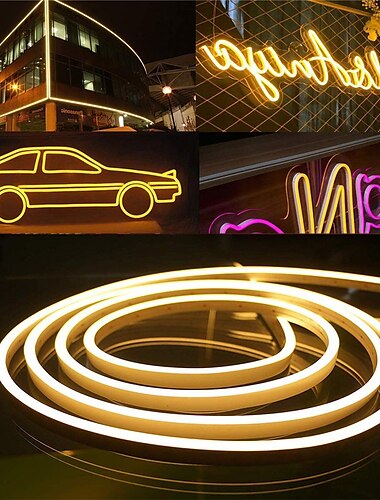  LED néon flex bande lumières 6mm étroite lumière au néon 12v led bande étanche 5m cutable bricolage led bande de lumière au néon pour la décoration intérieure extérieure de la maison et adaptateur dc12v et kit gradateur tactile