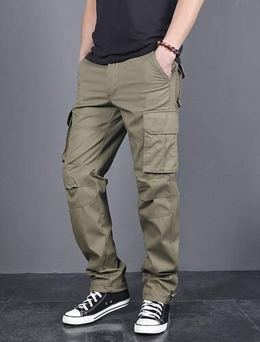  Pantalones tácticos de carga suelta de algodón para hombre, pantalones de trabajo al aire libre informales de moda, pantalones negros 36