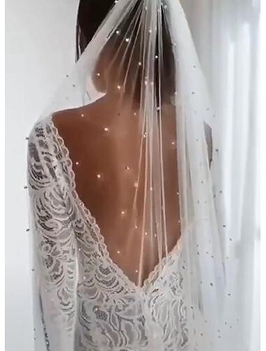  Один слой Элегантный и роскошный / Классика Свадебные вуали Фата для венчания с Чистый цвет Тюль