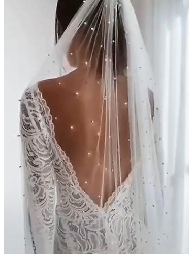  eenlaags elegant&amp;luxe / klassieke bruidssluier kathedraal sluiers met pure kleur tule jurk om indruk te maken 2025