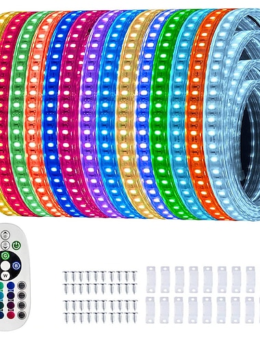  Luzes de tira rgb LED de comprimento múltiplo com mudança de cor regulável fada natal 5050 luzes de corda de 60led ip65 luzes de corda impermeáveis para exterior e interior com iluminação de tira LED