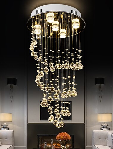  75cm kristallen kroonluchter moderne plafondlamp diy moderniteit luxe globe k9 kristallen hangende verlichting hotel slaapkamer eetkamer winkel restaurant binnenverlichting roestvrij staal