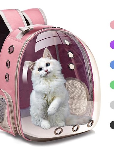  mochila de viaje para mascotas transpirable bolsa de transporte de cápsula espacial mochila de burbujas para gato&amp; perro (celeste)