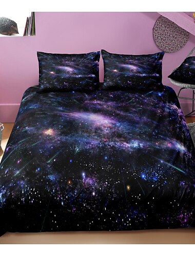  3d galaxy print dekbedovertrek beddengoed sets dekbedovertrek met 1 dekbedovertrek of sprei, 1 vel, 2 kussenslopen voor dubbel/queen/king (1 kussensloop voor twin/single)