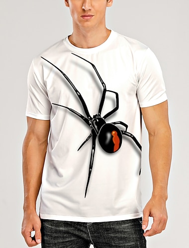  Voor heren T-shirt dier Spinnen Ronde hals Linnen Zwart Wit Crème Lichtgrijs 3D-afdrukken Grote maten Dagelijks Korte mouw Afdrukken Kleding Ontwerper Basic Casual Groot en klein