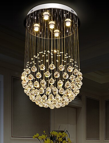  Pendelleuchte 80cm Kristall Kronleuchter Deckenleuchte DIY Moderne Luxuskugel K9 Kristall Hotel Schlafzimmer Esszimmer Laden Restaurant LED Pendelleuchte Innen Kristall Kronleuchter Beleuchtung