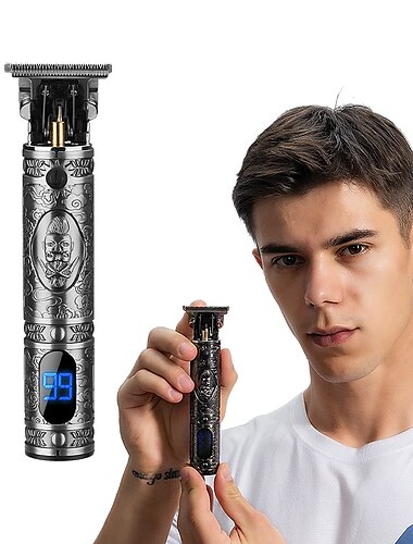  Máquinas de cortar cabelo para homens aparador de cabelo zero gap corte de cabelo profissional sem fio&amp; kit de higiene para homens display led recarregável